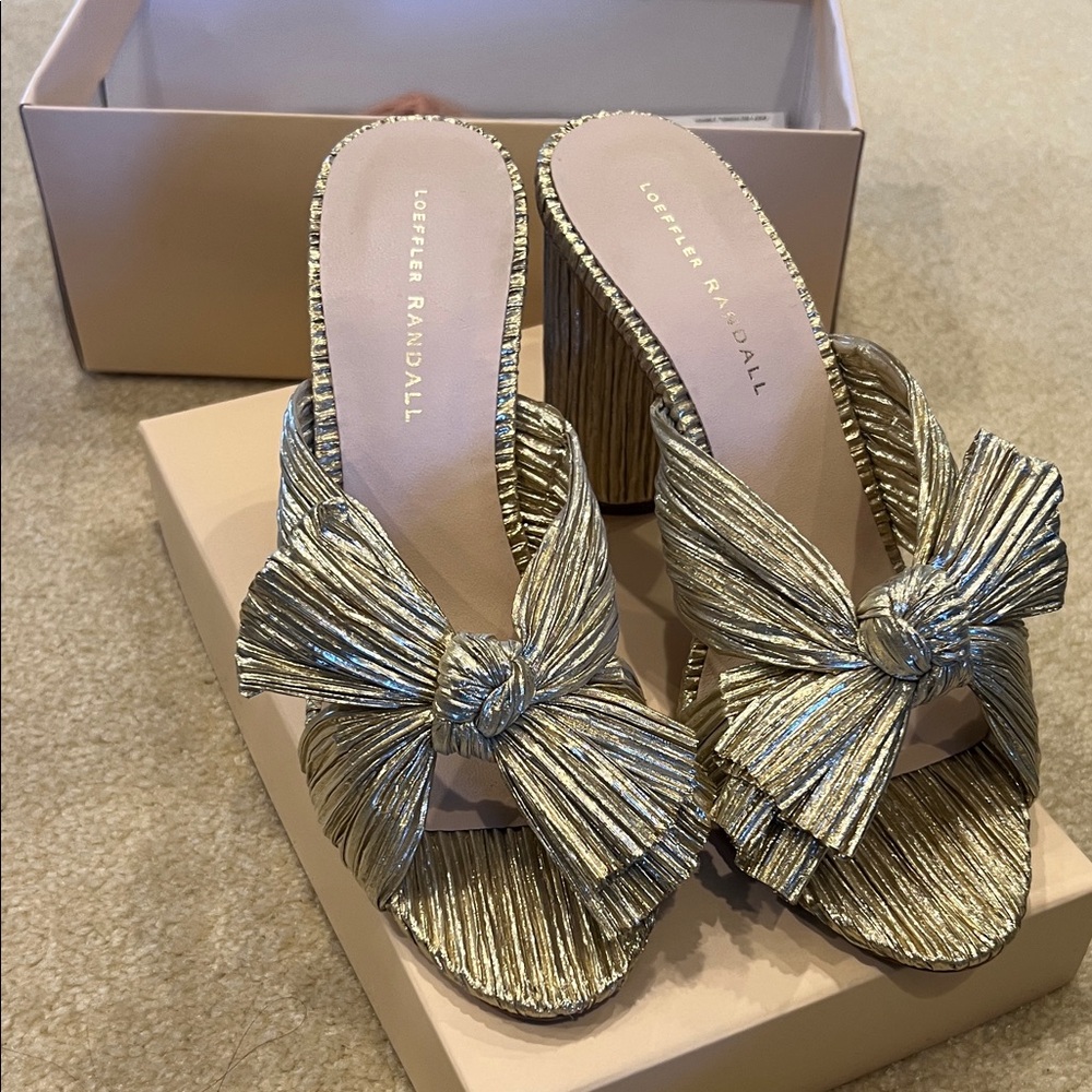 Loeffler Randall Metallic Gold Mules